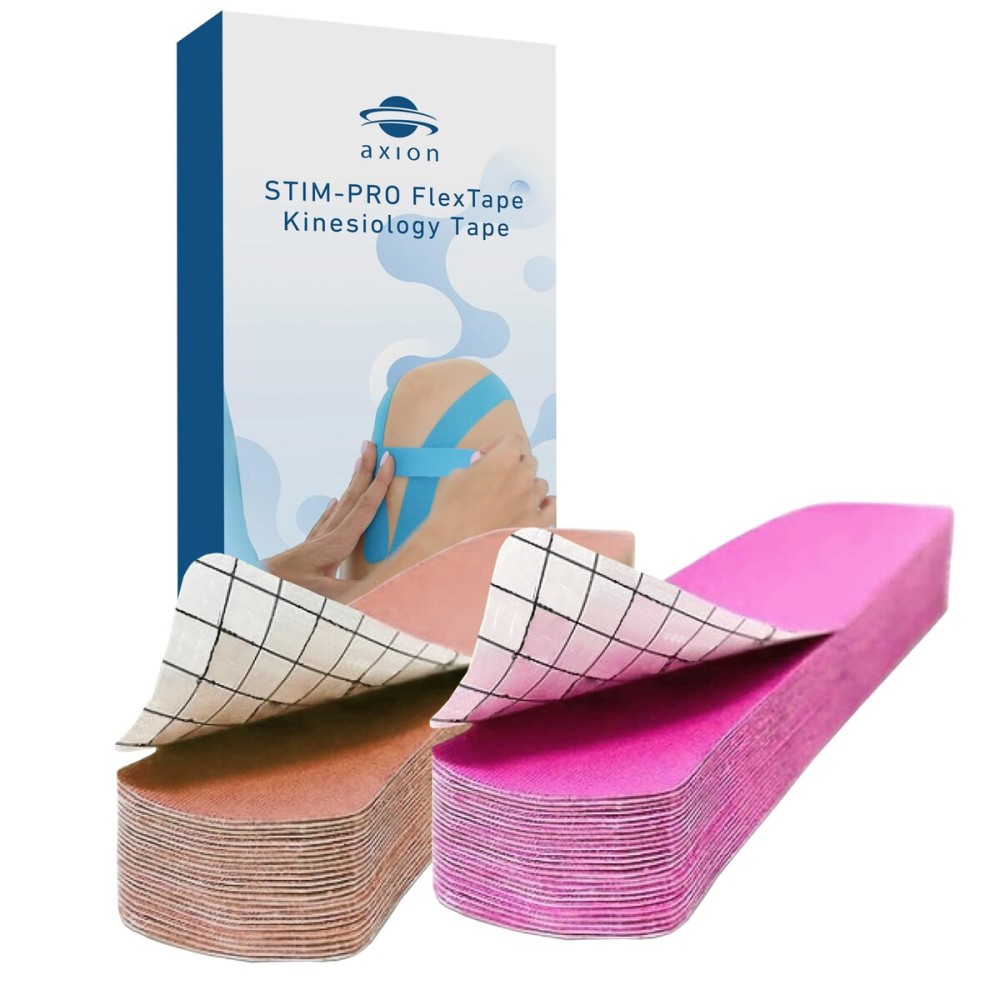 axion Kinesiology Tapes PRECUT Beige Pink | 50 Pre-Cut Sport Tape Strips 10x2 in | Waterproof  Skin-Friendly  Elastic | Kinesiology Tapes Ideal for Sports
