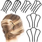 6 Piece Metal Hair Side Combs & Forks, U Shape for Vintage Updo Bun Hairstyles, Hair Accessories (4 Styles)