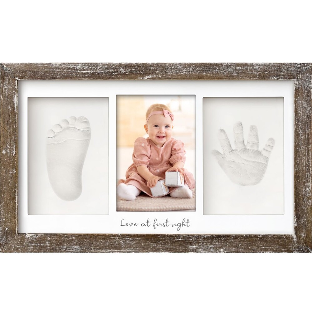 KeaBabies Baby Hand and Footprint Kit - Clay Handprint Keepsake Frame, Newborn Nursery Picture Frame, Personalized New Mom Gifts for Baby First Christmas Shower (Barnwood)