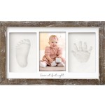 KeaBabies Baby Hand and Footprint Kit - Clay Handprint Keepsake Frame, Newborn Nursery Picture Frame, Personalized New Mom Gifts for Baby First Christmas Shower (Barnwood)