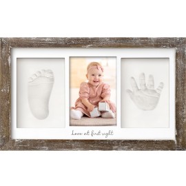 KeaBabies Baby Hand and Footprint Kit - Clay Handprint Keepsake Frame, Newborn Nursery Picture Frame, Personalized New Mom Gifts for Baby First Christmas Shower (Barnwood)