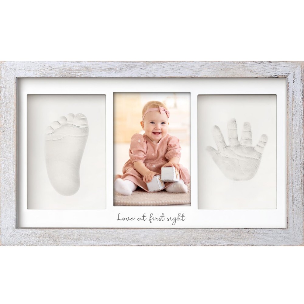 KeaBabies Baby Hand and Footprint Kit - Clay Handprint Keepsake Frame, Newborn Nursery Picture Frame, Personalized New Mom Gifts for Baby First Christmas Shower (Vintage Gray)