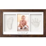KeaBabies Baby Hand and Footprint Kit - Clay Handprint Keepsake Frame, Newborn Nursery Picture Frame, Personalized New Mom Gifts for Baby First Christmas Shower (Dark Walnut)