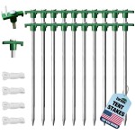 Eurmax USA Galvanized Non-Rust Camping Family Tent Pop Up Tent Stakes Ice Tools Heavy Duty 20pc-Pack, with 4x10ft Ropes & 1 Green Stopper
