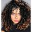 rosmile Curly Wigs for Black Women - Brown Mixed Black Synthetic Hair African American Full Kinky Curly Afro Wig with Bangs