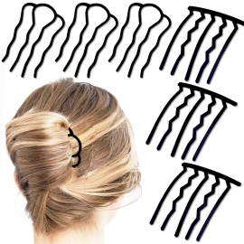 6 Piece Metal Hair Side Combs Hair Fork Clip Pins for Updo Bun, U Shape for Vintage Hairstyle Hair Accessories (4 Pins, 5 Pins)