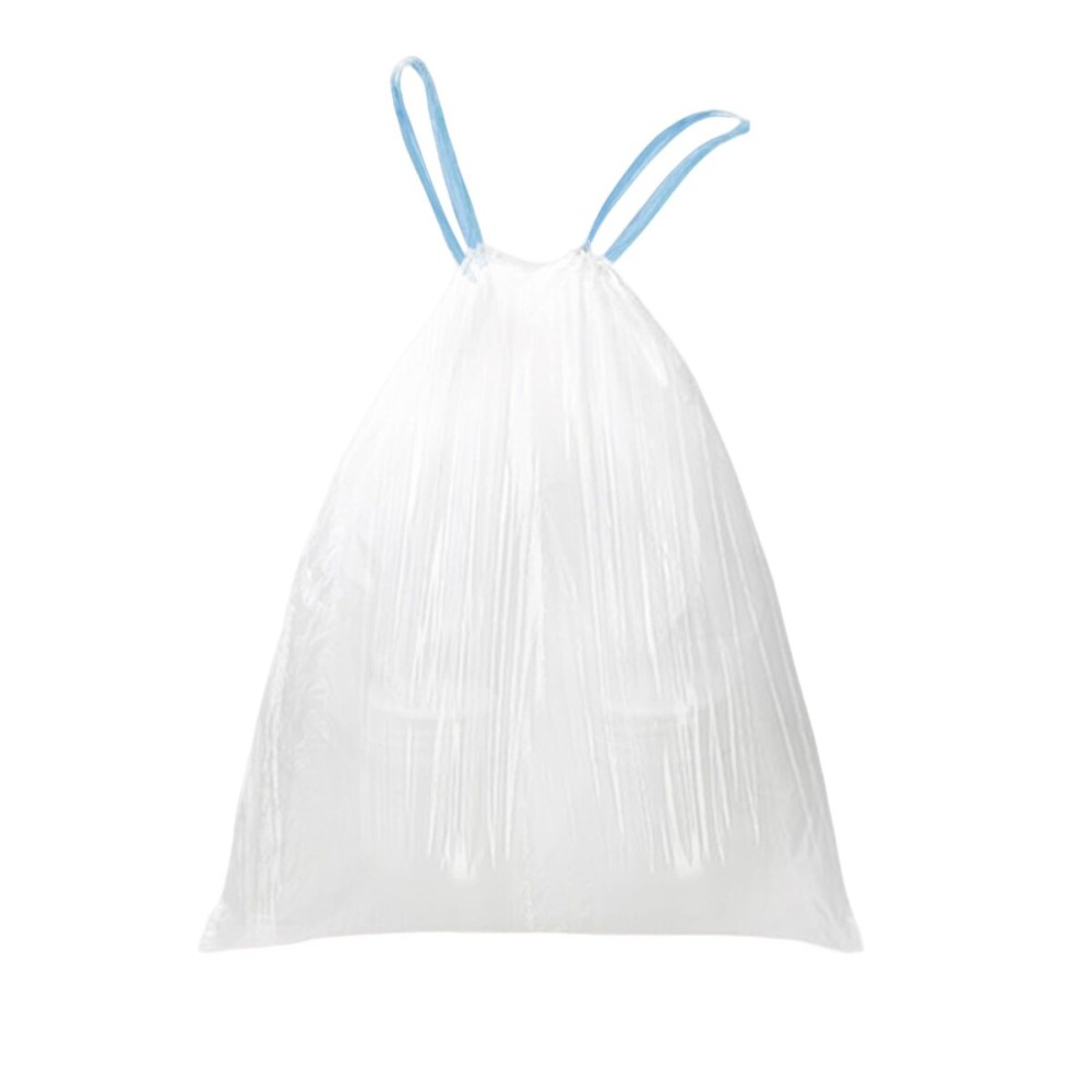 WAIKAS 4 Gallon Trash Bags Drawstring, 4 Gal Small Garbage Bags for Home & Office (Pack of 73), 43x46cm, 4.6g/pcs, Unscented, White
