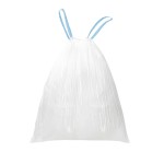 WAIKAS 4 Gallon Trash Bags Drawstring, 4 Gal Small Garbage Bags for Home & Office (Pack of 73), 43x46cm, 4.6g/pcs, Unscented, White