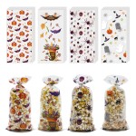 ONFAON Halloween Cellophane Treat Bags, 180pcs Halloween Trick or Treat Goody Gags with 200pcs Twists for Snacks Cookies Packing, Goodie Bags Party Supplies(02)