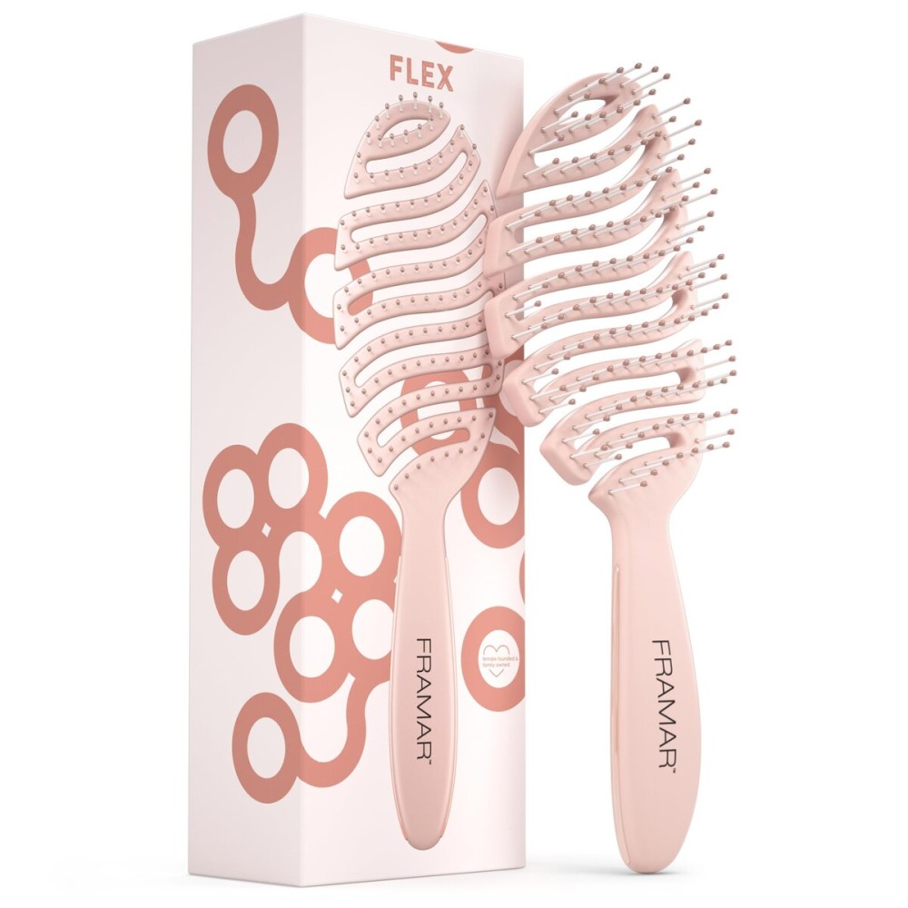 FRAMAR Vented Pink Hair Brush For Women - Flex Brush, Wet Hair Brush Detangler, Wet Hairbrush For Women, Detangle Brush, Brushes For Hair, Hairbrushes - Vented Design For Faster Drying Time