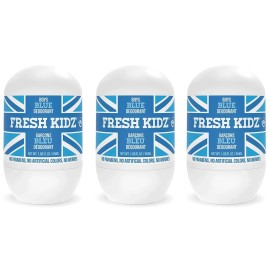 Fresh Kidz Roll On Deodorant for Kids and Teens - Baking Soda and Aluminum-free 24 Hour Protection for Sensitive Skin - Boys Blue 1.86 fl.oz. (3 Pack)