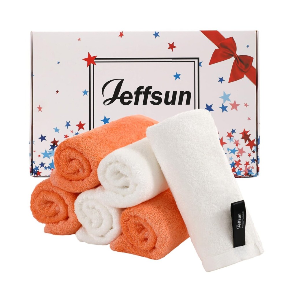 Wash Cloths 6 Pack, Super Soft and Gentle Face Towels on Sensitive Skin, 13x13 inch Large Bath Washcloths for Face and Body, Reusable Makeup Remover Eraser, Easy to Rinse White Facial Cleaning Cloths