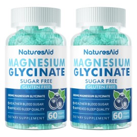 Magnesium Glycinate Gummies 1000mg - Sugar Free Magnesium Potassium Supplement with Vitamin D, B6, CoQ10 for Calm Mood & Sleep Support - 120 Blueberry Gummies -2 Pack