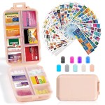 14 Grids Travel Pill Organizer Box with 415-Pcs Medicine Name Labels - Pocket Daily Pharmacy Case Container Kit - Travel Medication Holder Dispenser for Fish Oil Vitamin Supplement Storage - Pink