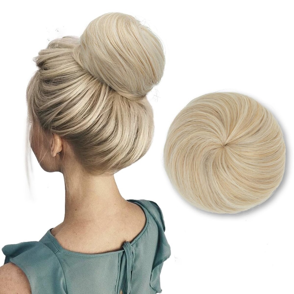 SARLA Hair Bun Extension Synthetic Drawstring Updo Fake Ballet Bun for Women Lady Donut Chignon Light Champagne