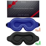 BeeVines Sleep Mask, 2 Pack 3D Contoured Sleeping Eye Masks for Lash Extensions, Night Molded Covers with Adjustable Strap, Eye Shade Cover Lashes Extension for Traveling Yoga Nap(Black & Blue)