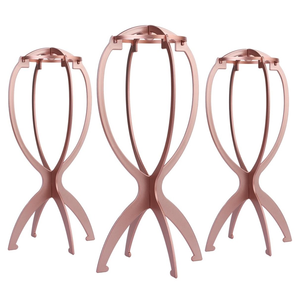 Dreamlover Wig Head Stand for Wigs, Rose Gold, 3 Packs