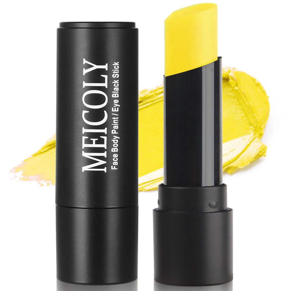 MEICOLY Yellow Eye Black Stick,Waterproof Eye Black Baseball Softball Football Lacrosse,Yellow Face Body Paint Stick for Field Day,Face Paint for Halloween SFX Lion Tiger Cosplay Makeup