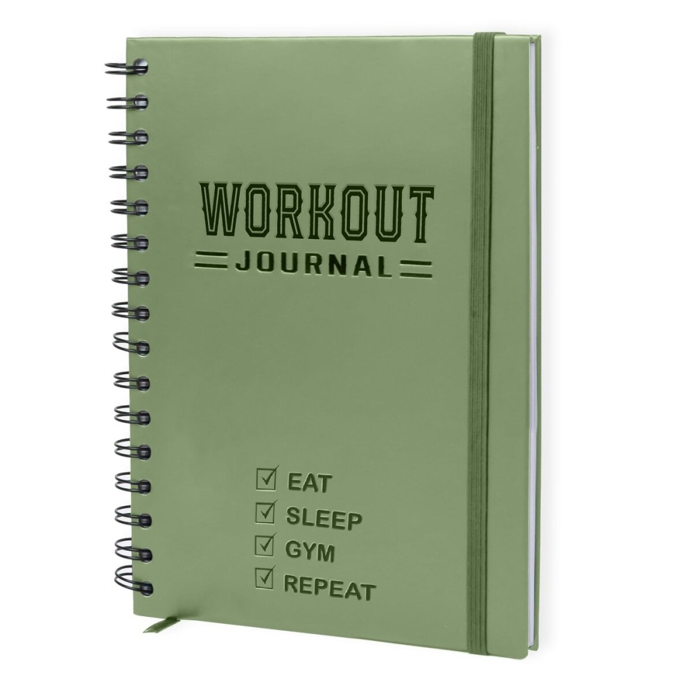 Nextnoid Hardcover Fitness Journal Workout Planner for Men & Women - A5(5.7 x 8.3) Sturdy Workout Log Book to Track Gym & Home Workouts - Green