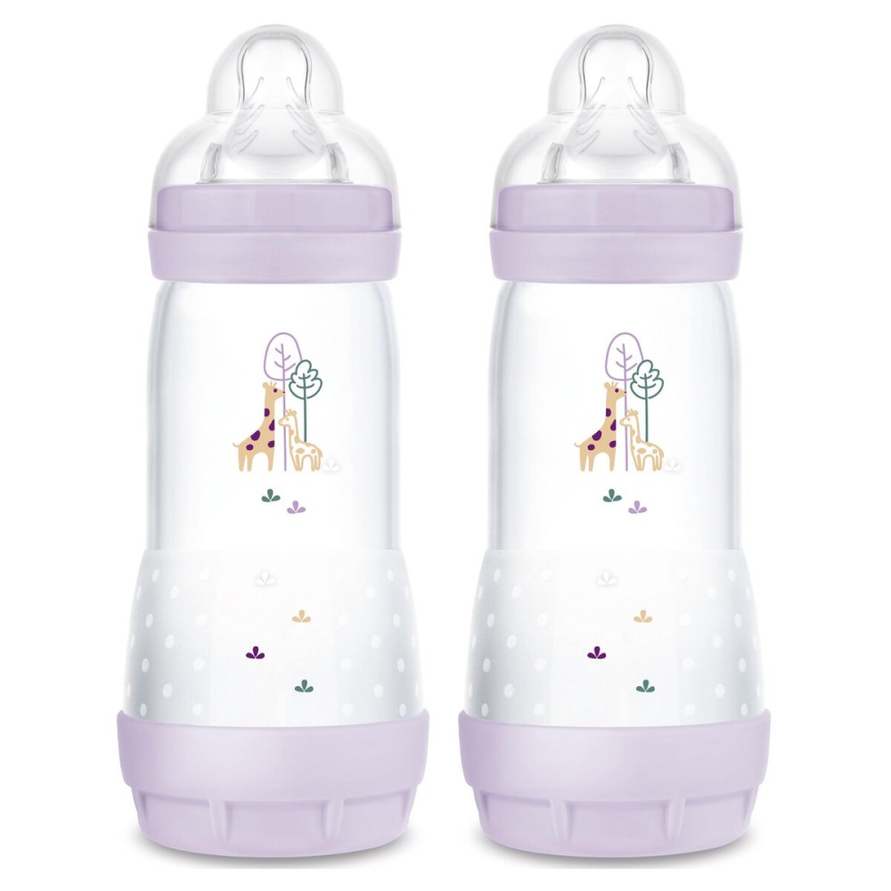 MAM 11oz Easy Start Anti-Colic Baby Bottles, Fast Flow, Breastfeeding-Like Silicone Nipple, Reduces Colic, Gas, & Reflux, Easy-to-Clean, BPA-Free, 4 Plus Months