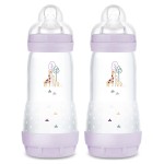 MAM 11oz Easy Start Anti-Colic Baby Bottles, Fast Flow, Breastfeeding-Like Silicone Nipple, Reduces Colic, Gas, & Reflux, Easy-to-Clean, BPA-Free, 4 Plus Months