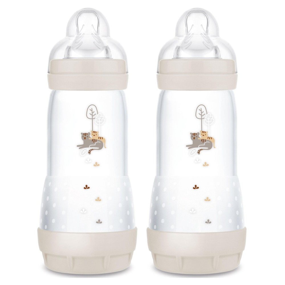 MAM 11oz Easy Start Anti-Colic Baby Bottles, Fast Flow, Breastfeeding-Like Silicone Nipple, Reduces Colic, Gas, & Reflux, Easy-to-Clean, BPA-Free, 4 Plus Months