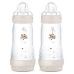 MAM 11oz Easy Start Anti-Colic Baby Bottles, Fast Flow, Breastfeeding-Like Silicone Nipple, Reduces Colic, Gas, & Reflux, Easy-to-Clean, BPA-Free, 4 Plus Months