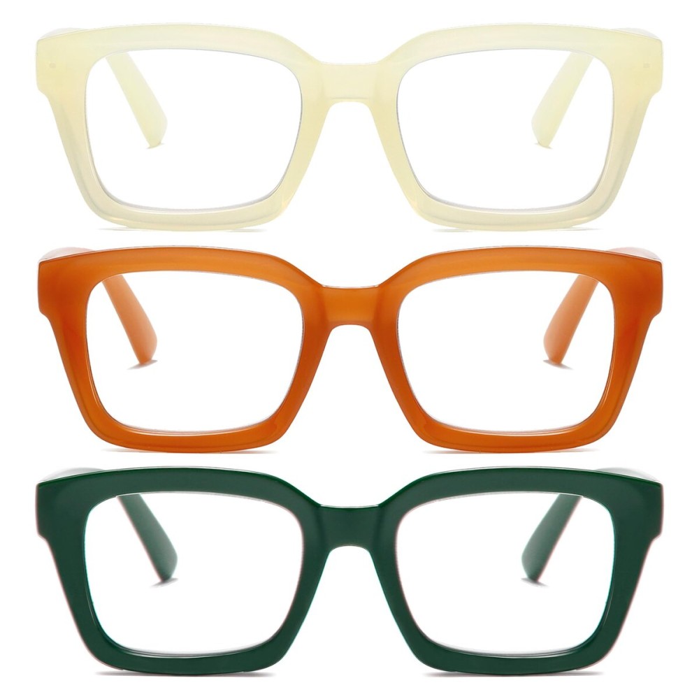 Readers for Women Oprah Style Square Reading Glasses with Spring Hinge Blue Light Blocking for Men Ladies HHL +3.0
