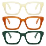 Readers for Women Oprah Style Square Reading Glasses with Spring Hinge Blue Light Blocking for Men Ladies HHL +3.0