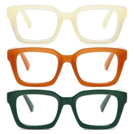 Readers for Women Oprah Style Square Reading Glasses with Spring Hinge Blue Light Blocking for Men Ladies HHL +3.0