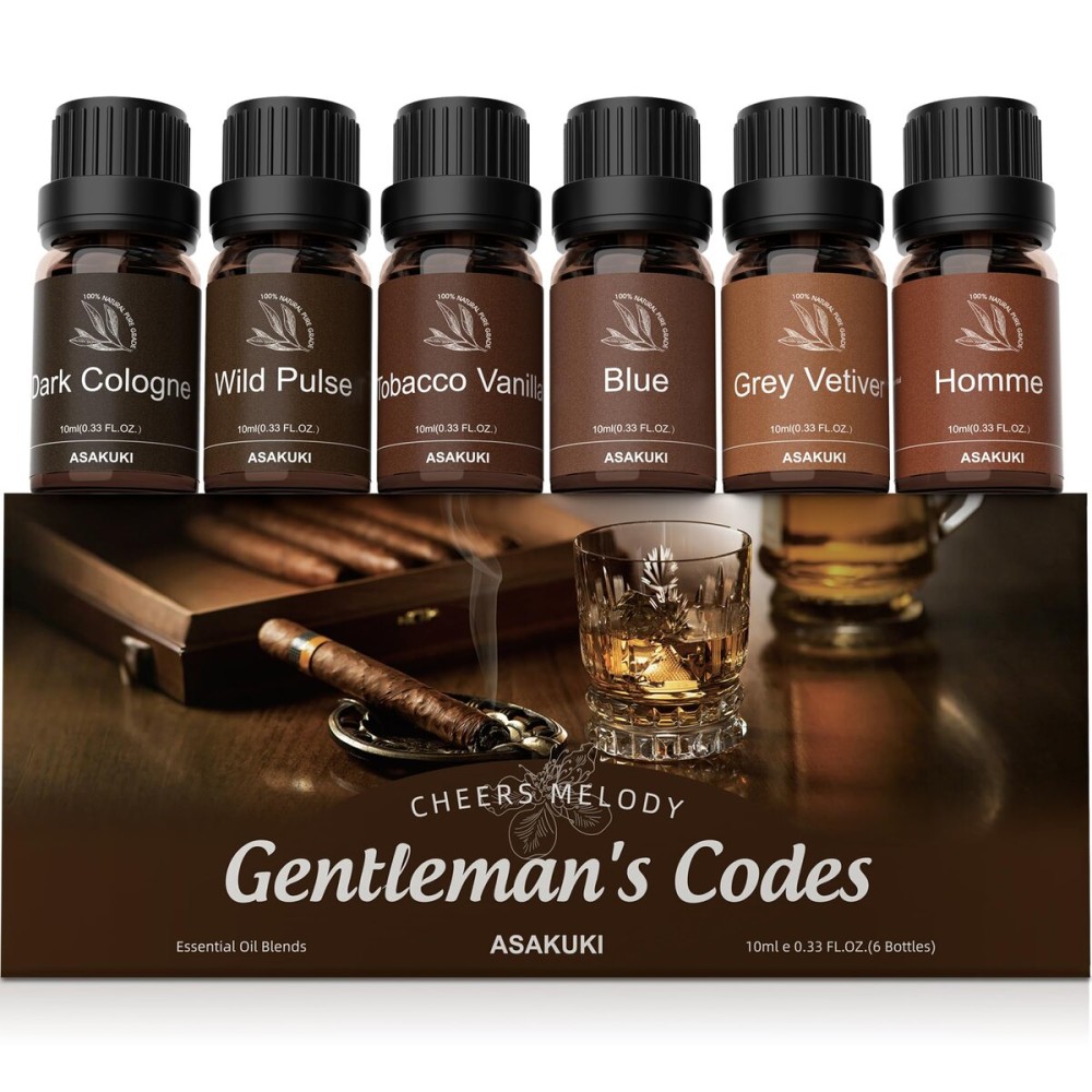 ASAKUKI Essential Oils Set - 610ml Cologne-Inspired Unisex Fragrance Oils for Diffusers - Elegant, Clean, and Confident Scents Loved by Women and Men-Holiday & Christmas Gift Choice
