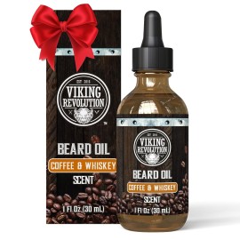 Viking Revolution Coffee Whiskey Beard Oil for Men -Natural Mens Beard Oil with Argan Oil and Jojoba Oil -Beard Softener,Strengthens and Moisturizes- Beard Conditioner for Men(Coffee Whiskey, 1 Pack)