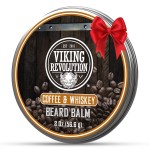 Viking Revolution Coffee Whiskey Beard Balm for Men - Beard Butter for Men with Argan Oil and Jojoba Oil Softener and Moisturizer Styling Balm (1 Pack, 2oz)
