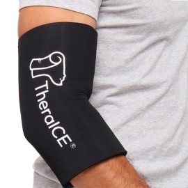 TheraICE Elbow Ice Pack Compression Sleeve for Injuries, Reusable Gel Cold Packs Brace, Shin Splints, Calf Strain, Flexible Cold Wrap Recovery for Tennis Elbow, Tendinitis Pain Relief (L/XL)