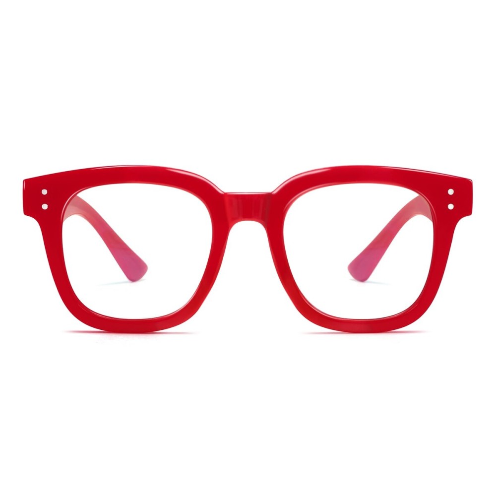 Madison Avenue Blue Light Blocking Glasses Oversized Fashion Blue Light Glasses for Women Anti Eyestrain & UV Protection Computer Eyeglasses (Red)