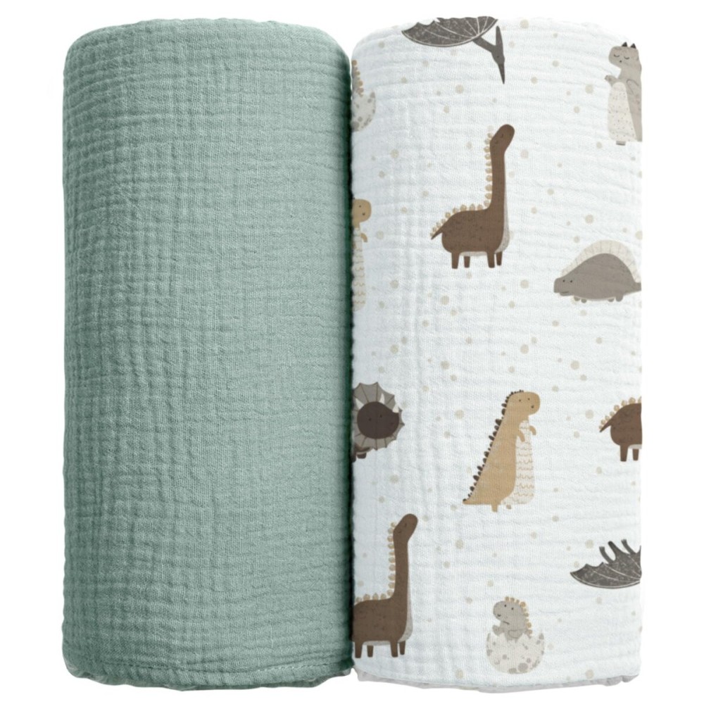 lulumoon Baby Muslin Swaddle Blankets: Soft Receiving Blanket for Newborn - Cotton Swaddling Blanket for Neutral 2Pack