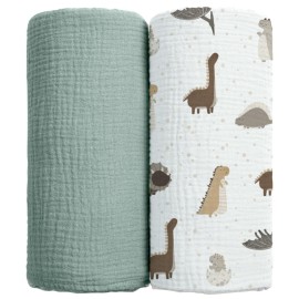 lulumoon Baby Muslin Swaddle Blankets: Soft Receiving Blanket for Newborn - Cotton Swaddling Blanket for Neutral 2Pack