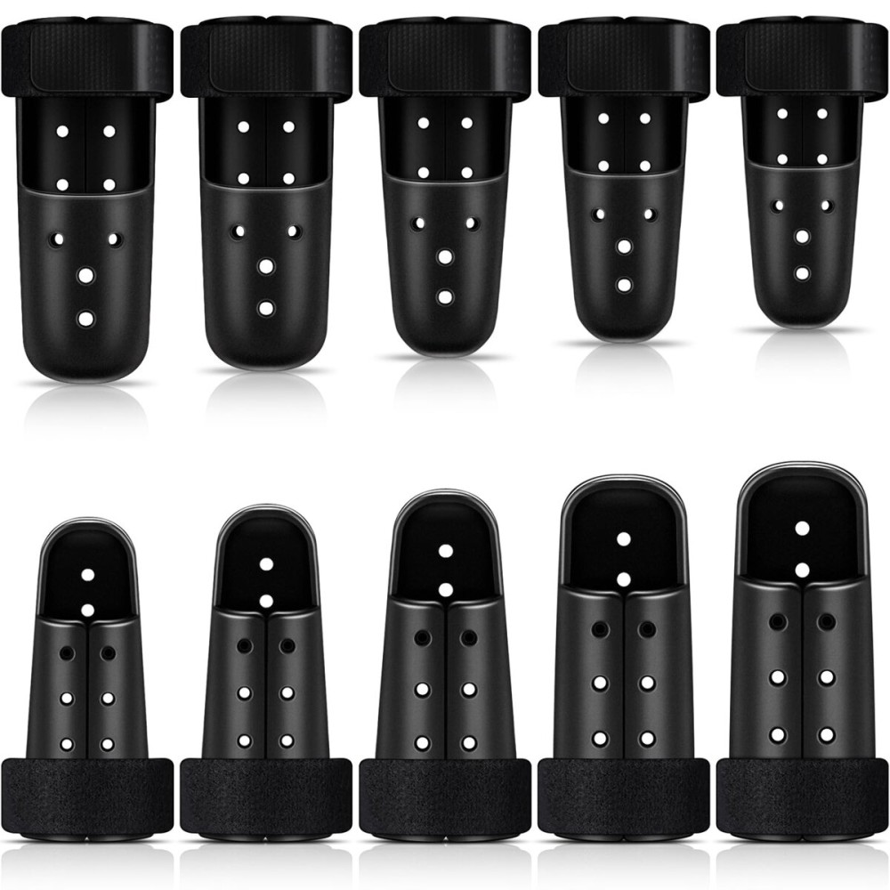 BBTO 10 Pcs Mallet Finger Splint, 5 Sizes Finger Support Brace Stabilizer Straightener Plastic Fingertip Protectors Arthritis Knuckle Immobilization for Thumb Pinky Middle Index Ring(Black)