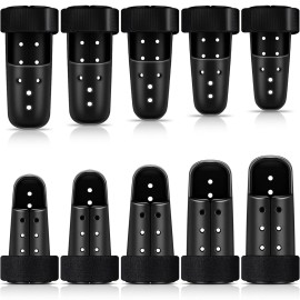 BBTO 10 Pcs Mallet Finger Splint, 5 Sizes Finger Support Brace Stabilizer Straightener Plastic Fingertip Protectors Arthritis Knuckle Immobilization for Thumb Pinky Middle Index Ring(Black)
