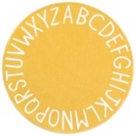 Topotdor Round Kids Play Rug Alphabet Nursery Area Rug Extra Large Soft Crawling Play Mat for Children Toddlers Bedroom (63 inch, Yellow)