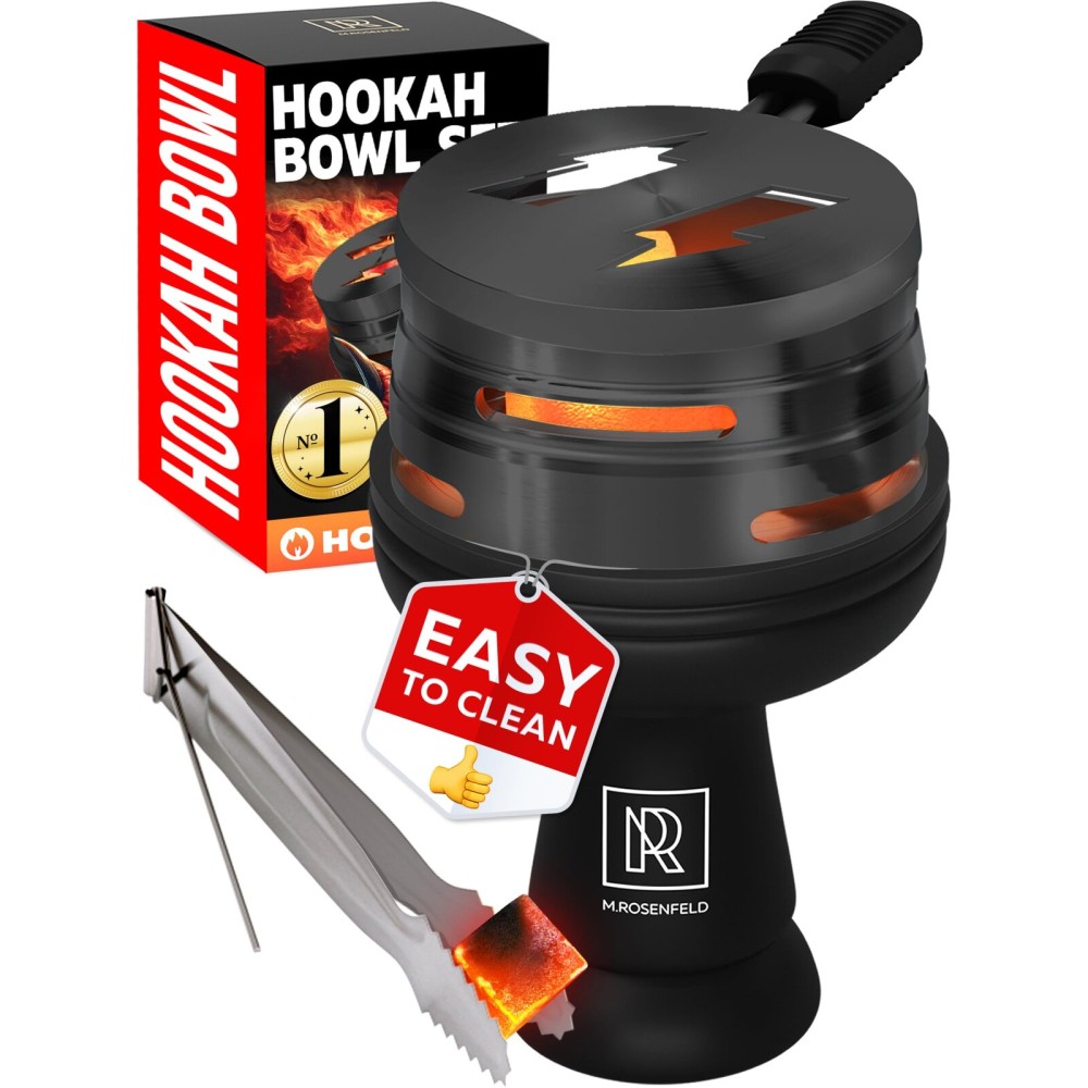 Premium Silicone Hookah Bowl Set - Universal Phunnel Hookah Head Bowl for Perfect Black Heat Management - Durable, Easy-to-Clean Hookah Top with Tongs - Shisha Bowl for Smooth Airflow & Max Flavor