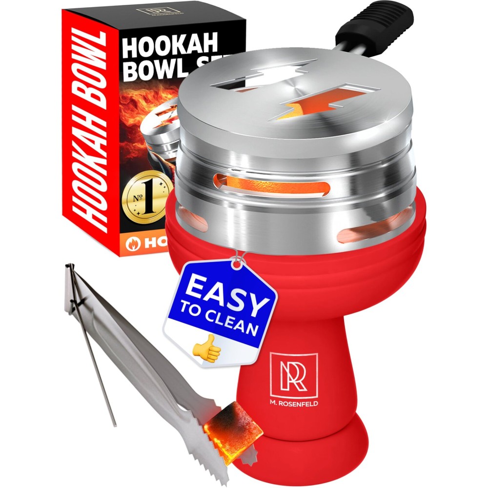Premium Silicone Hookah Bowl Set - Universal Phunnel Hookah Head Bowl for Perfect Heat Management - Durable, Easy-to-Clean Hookah Top with Hookah Tongs - Shisha Bowl for Smooth Airflow & Max Flavor