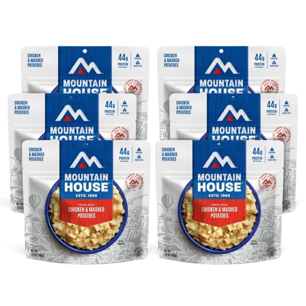 Mountain House Gluten-Free Chicken & Mashed Potatoes Freeze-Dried Food for Camping, 12 Servings, 30-Year Shelf-Life
