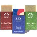 The Bubble Factory Handmade Natural Bath & Body Soap Bar, Vegan, All-Natural, Palm Oil Free, Made in USA with Shea Butter + Essential Oils, Patriot/Patchouli Mud/Pine Top