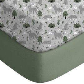 Yoofoss Pack and Play Sheets Fitted, Mini Crib Sheets 2-Pack for Pack N Play Mattress, Stretchy Playard Sheet, Soft and Breathable Gray-Green+Fox
