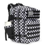 Lovelinks21 45L Tactical Assault Backpack 3 day assault pack with Molle Waterproof backpack Rucksack for Tactical Backpacks (Black and white check)