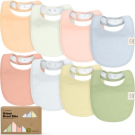 8-Pack Organic Baby Bibs for Boys, Girls - Soft Cotton Drooling and Teething Bibs for Baby Girl & Boy, Extra Absorbent, Easy to Clean & Put On for Toddler, Newborn, Infant 0-24 Months(Dew)