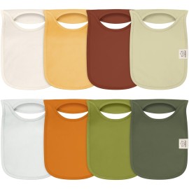 KeaBabies 8-Pack Baby Bibs for Boys, Girls - Pullover Bibs for Drooling Teething Baby Girl & Boy Toddler, Newborn, Soft & Absorbent, Cute Colors, Large Torso Coverage Keep Infant Clean & Dry (Sahara)