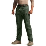 CQR Men\'s Flex Stretch Tactical Pants, Water Resistant Ripstop Cargo Pants, Lightweight EDC Outdoor Work Hiking Pants, Tac-Stretch Cargo Green Kelp, 44W x 30L