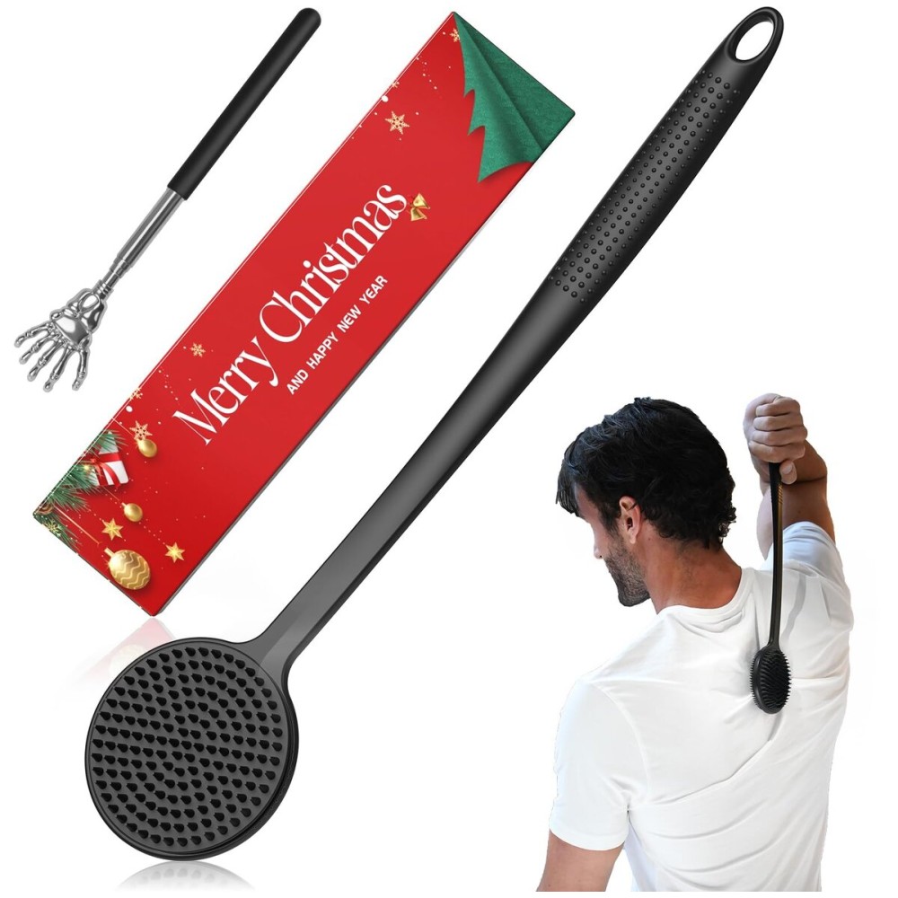 Back Scratcher, 2PackGifts for Men Back Scratcher  2025 New Back Scratcher with 2 Silicone Scratch Surface, Deep Back Scratcher for Men/Women, Long Handle Backscratchers for Adults